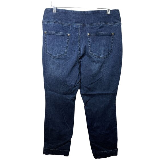 Belle by Kim Gravel Slim Straight Pull-On Jeans Dark Wash Stretch 10R - Picture 2 of 8